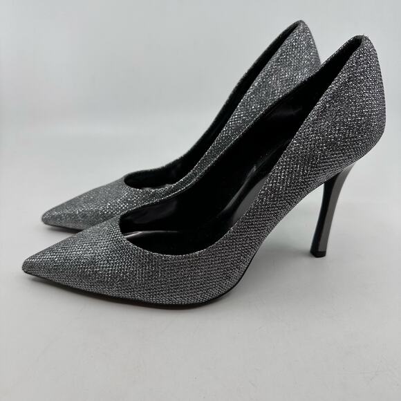 Guess Pointed Toe Glitter Pumps Womens 8 1/2 M Silver Dressy High Heels Office - Picture 4 of 9